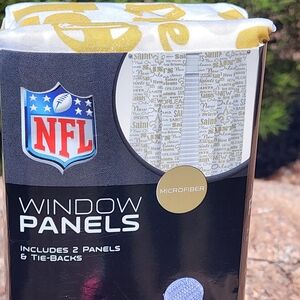 NFL New Orleans Saints Microfiber Window Panels in Gold and White, 2 Panels, NEW